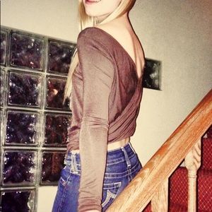 Brown cross back long sleeve